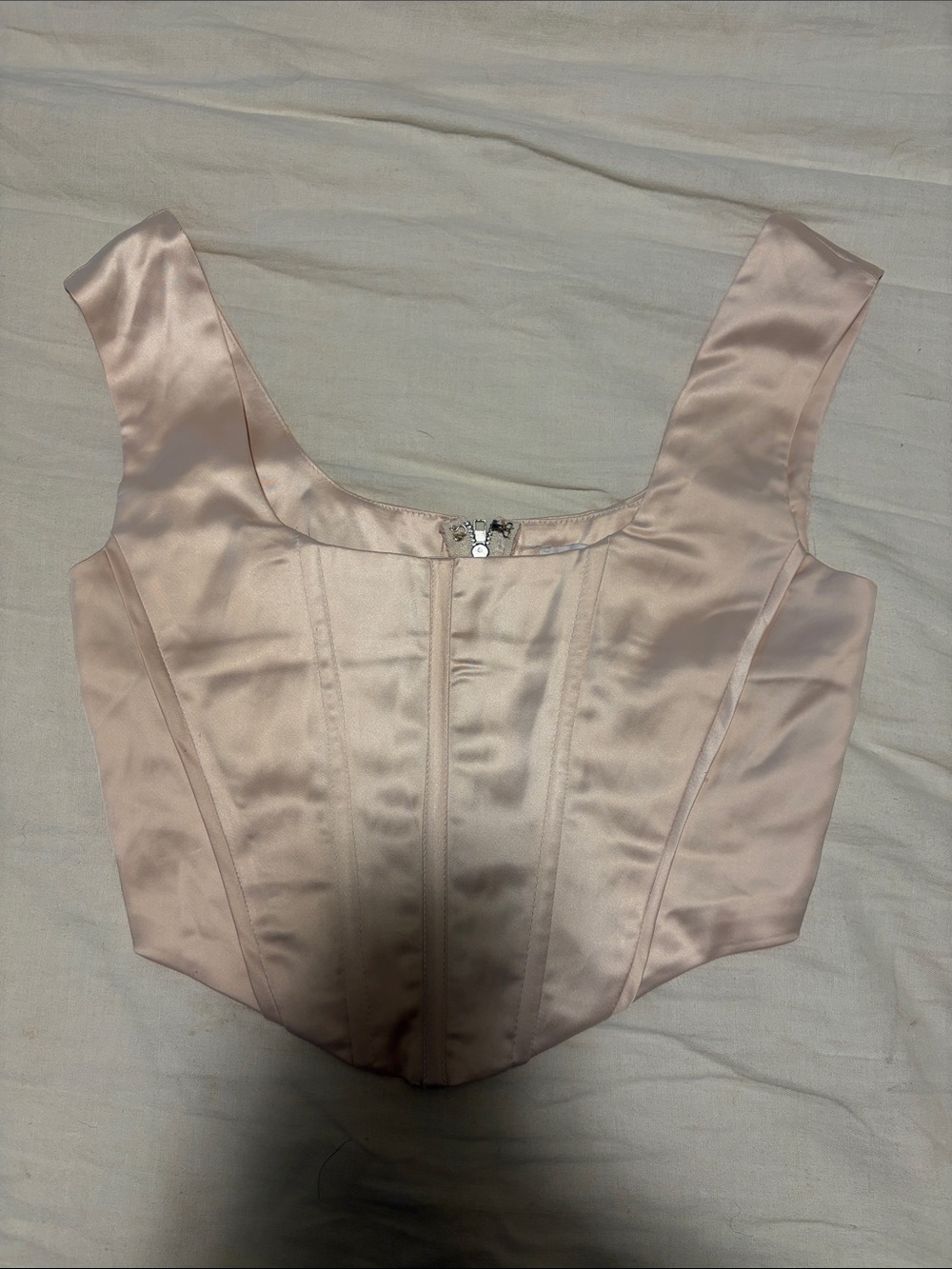 Satin Corset Top in Blush Pink